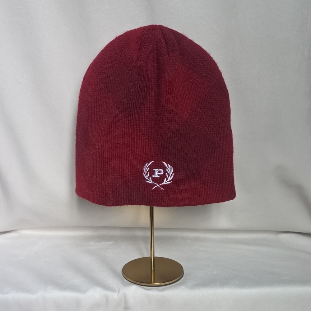 Y2K Phat Farm Red Knit Beanie Hat Embroidered "P" Logo Men's One Size Stretch
